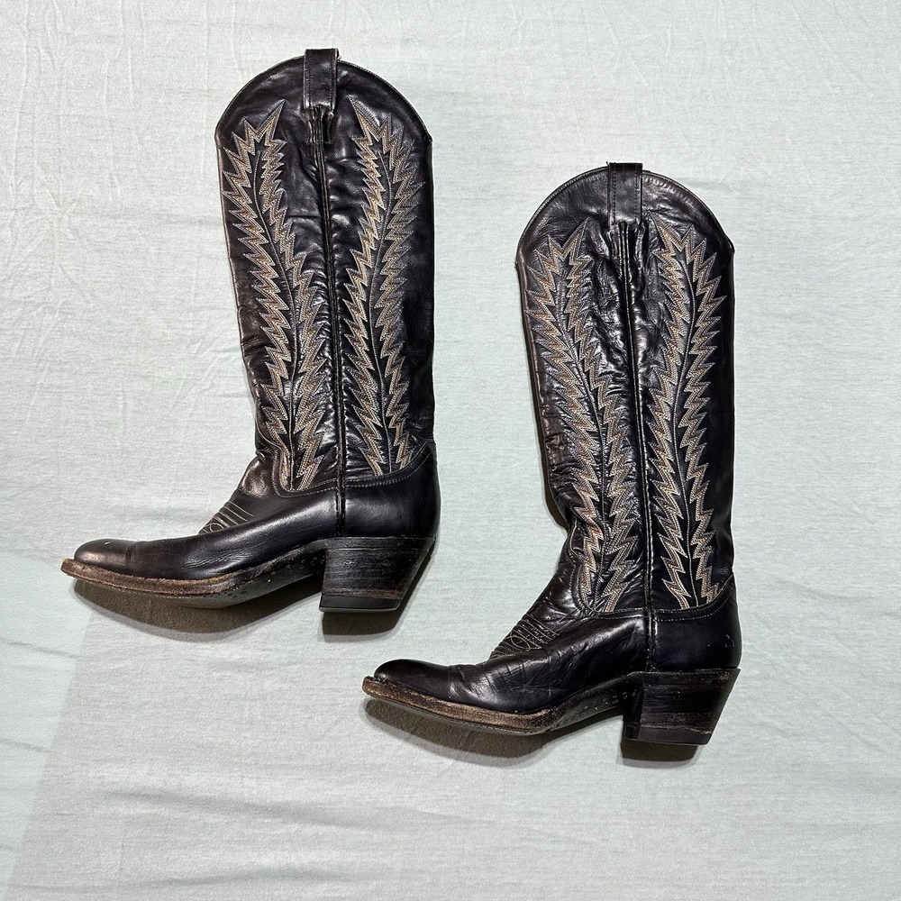 Vintage Larry Mahan Women's Boots Size 5.5B 1981 Embroidered Western Cowgirl